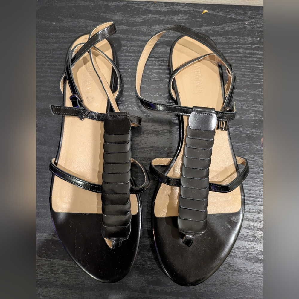 Armani Collezioni Black Strappy Sandals